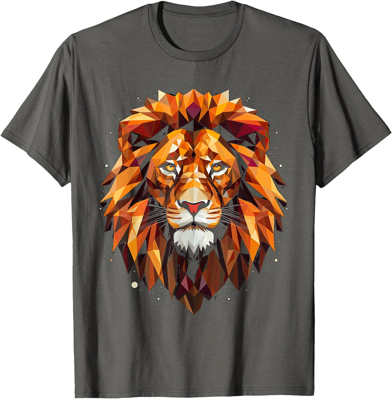 Cool Lions, Astrology And Horoscope Designs Lion colorful lions King Of Animals From Africa Polygon T-Shirt - Asphalt Grey