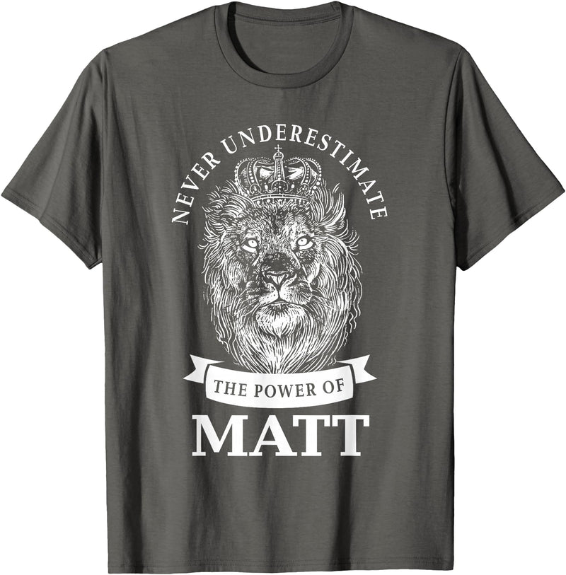 Gifts for Matt Matt Gift Name Lion T-Shirt - Asphalt Grey