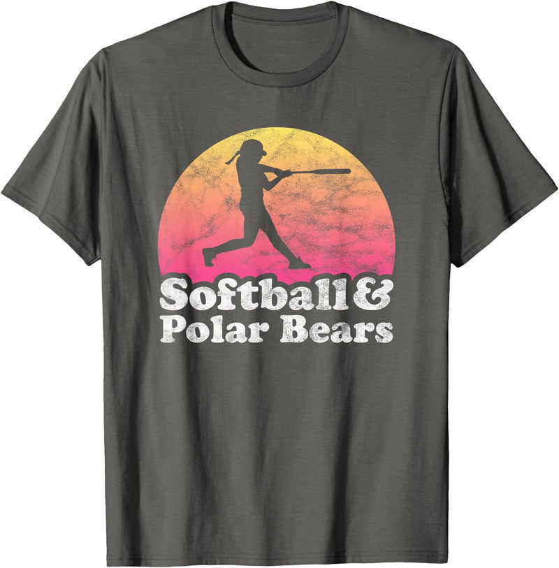 Softball and Polar Bears Apparel Co Softball and Polar Bears Women or Girls Polar Bear T-Shirt - Asphalt Grey