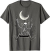 Skeleton Love Halloween Moon Skeleton Rock On Hand Spooky Halloween Rock Concerts T-Shirt - Asphalt Grey