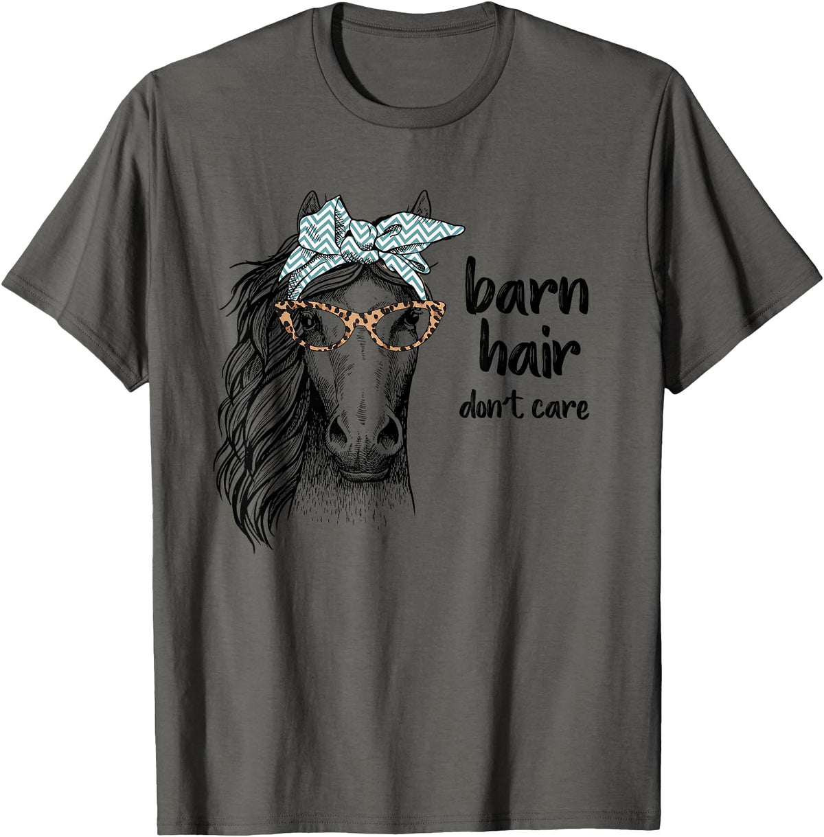 Girl Horse Shirts by Southerngal Cute Horse Love Girl Shirt Barn Hair Don't Care Cowgirl Gift T-Shirt - Asphalt Grey