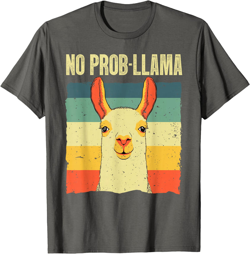 Funny Llama Gift Llama Lover Accessories & Stuff Cool Llama for Men Women No Prob Llama Alpaca Farming Animal T-Shirt - Asphalt Grey