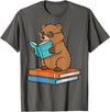 Reading Bear Bookworm Tee Reading Bear Bookworm Cute Bear with Glasses Books T-Shirt - Asphalt Grey