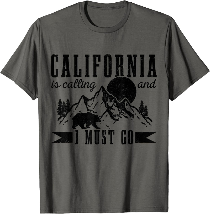 California Is Calling And I Must Go! California is Calling & I Must Go Bear Mountains Vintage T-Shirt - Asphalt Grey