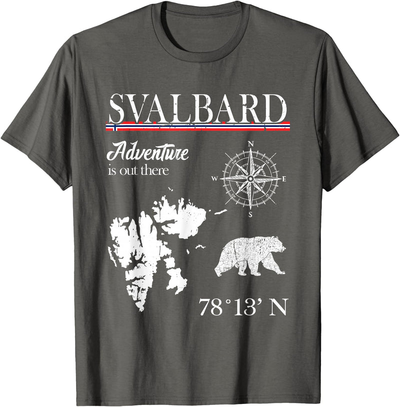 Spitsbergen Norway Scandinavia Travel Nordic Bear Svalbard - Adventure Is Out There - Norway Norwegian Flag T-Shirt - Asphalt Grey
