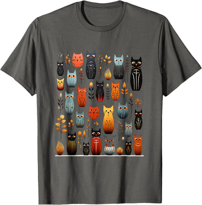 Feline Animal Friends Apparel for Cat Enthusiasts Stylized Vintage Kitten Art Lover Classic Cute Cat T-Shirt for Men Women Kids