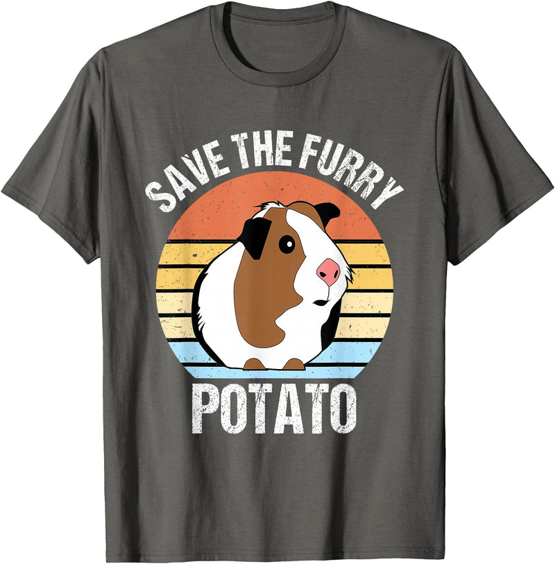 Vintage Guinea Pig Shirts and Gifts Save The Furry Potato Funny Guinea Pig T-Shirt - Asphalt Grey