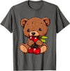 Cute Cherry Animals Cherry Bear Cute Bear Nature Cherry Fruit Artwork Wildlife T-Shirt - Asphalt Grey