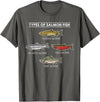 Awesome Fishing Designs Types of Salmon Fish for Salmon Fishing T-Shirt - Asphalt Grey