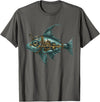Halibut Flatfish Alaska Fishing Sea Ocean Flounder Halibut Steampunk T-Shirt - Asphalt Grey