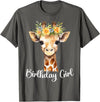 Zoo Animal Matching Birthday Girl Party Outfits Giraffe Birthday Girl Outfit for Wife Zoo Birthday Party T-Shirt - Asphalt Grey