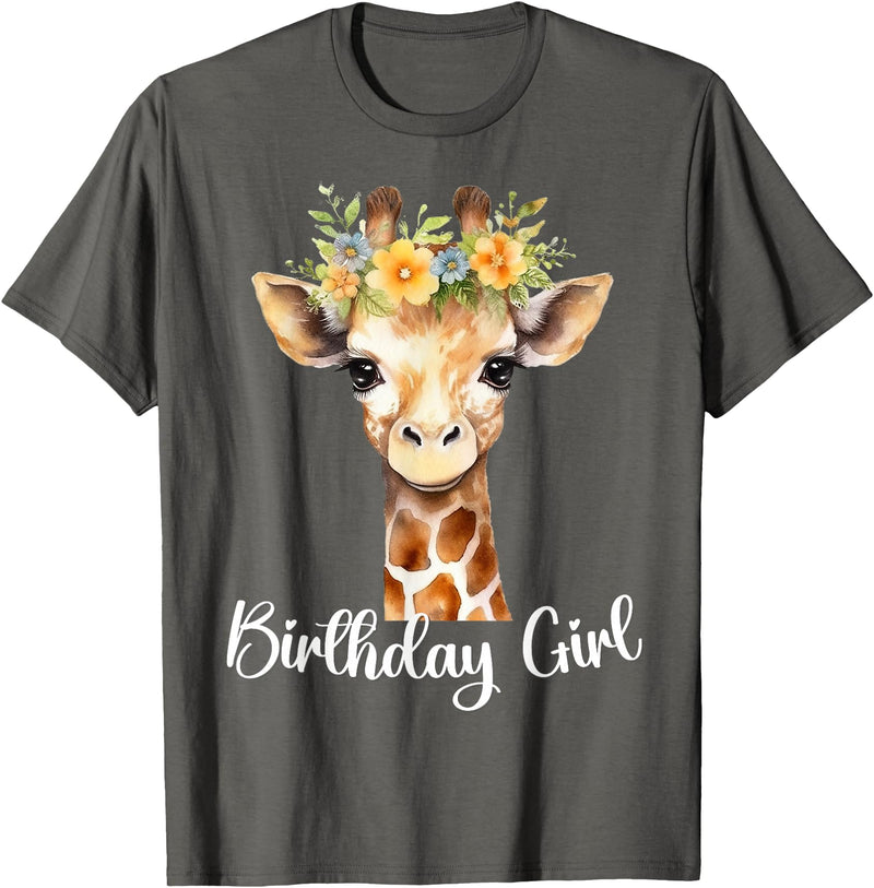 Zoo Animal Matching Birthday Girl Party Outfits Giraffe Birthday Girl Outfit for Wife Zoo Birthday Party T-Shirt - Asphalt Grey