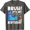 Llama Lover Gift Co. Bruh Its My Birthday Llama Pinata Family Party Boys Girls T-Shirt - Asphalt Grey