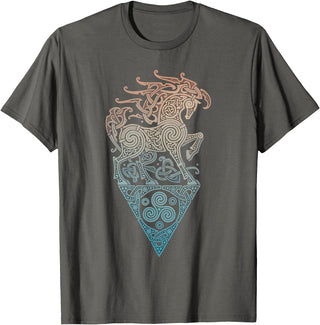 Norse Viking Mythology Great Love Horses VIKING CELTIC odins horse T-Shirt - Asphalt Grey