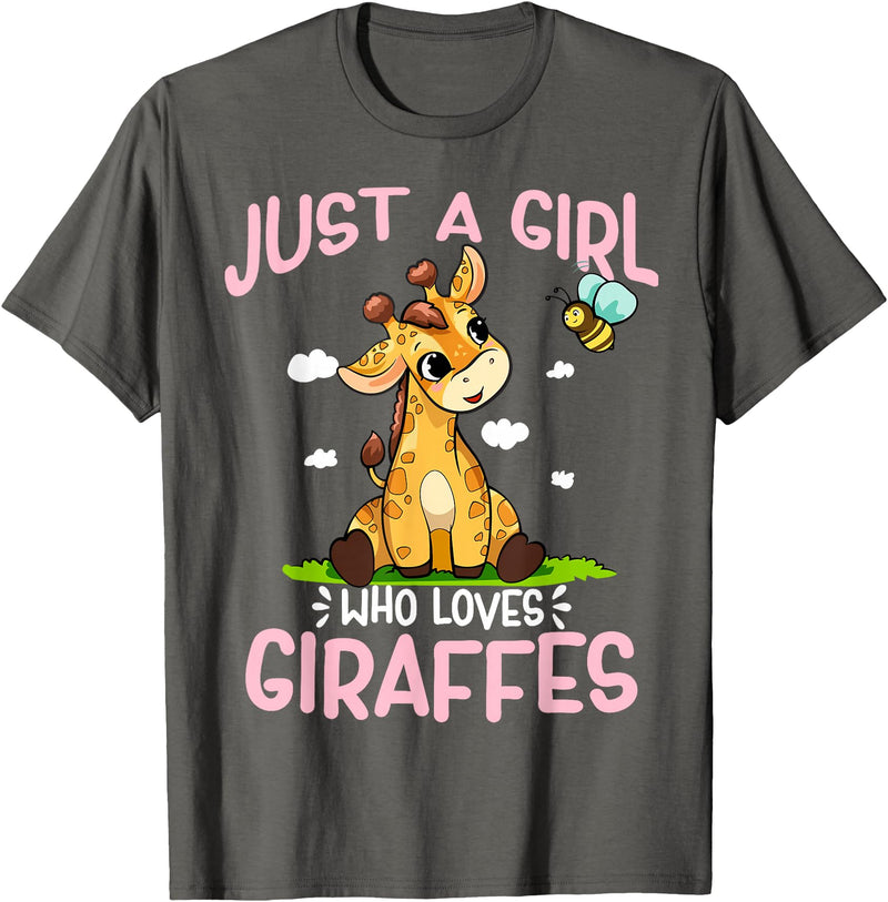 Funny Giraffe Gifts & Designs Just A Girl Who Loves Giraffes Cute Baby Giraffe T-Shirt - Asphalt Grey