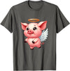Cute Pig Angel with Wings T-Shirt - Asphalt Grey