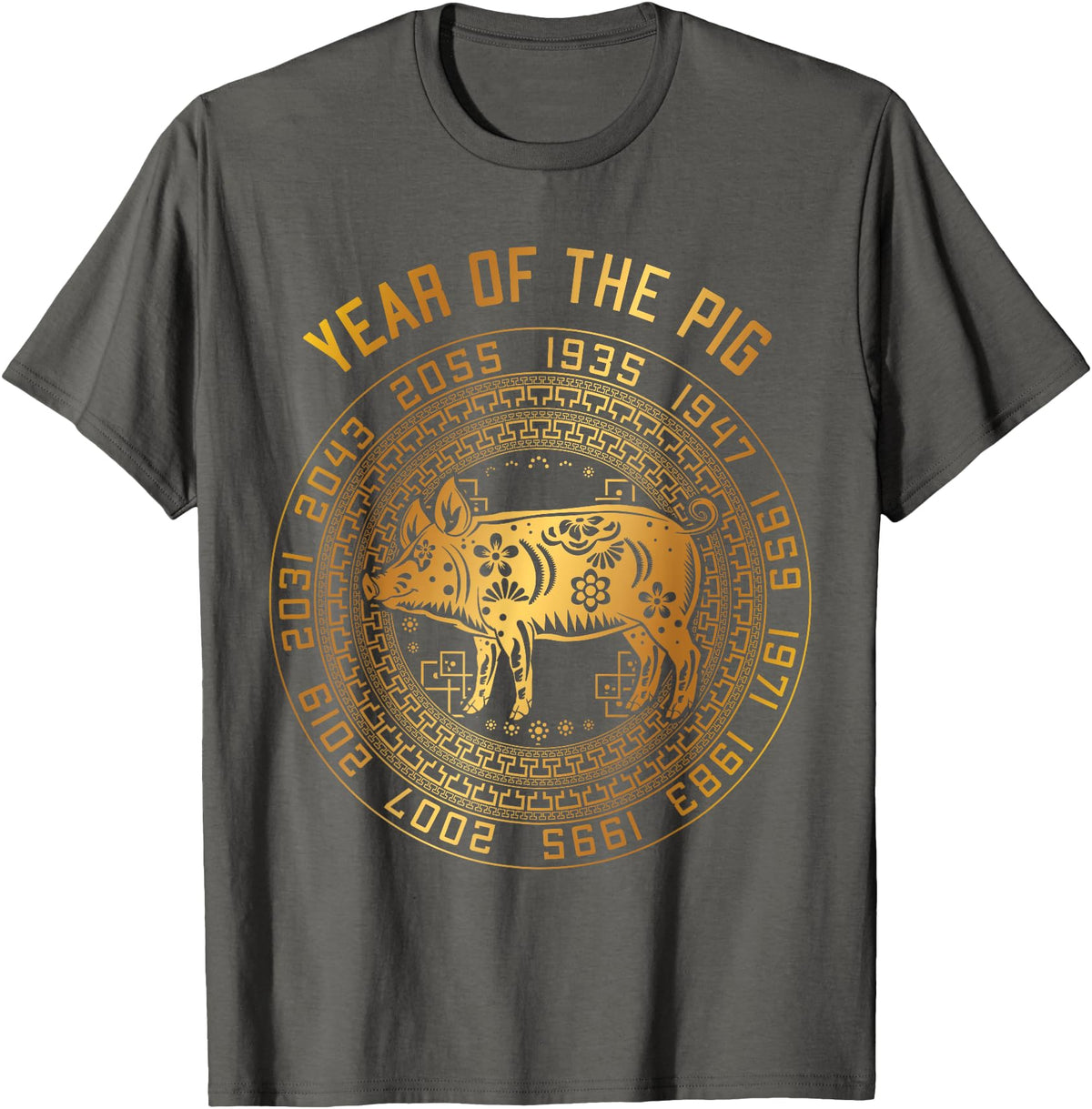Chinese Zodiac Lunar New Year Astrology Horoscope Chinese New Year Of Pig Chinese Zodiac Year 2031 T-Shirt - Asphalt Grey