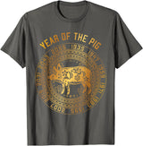 Chinese Zodiac Lunar New Year Astrology Horoscope Chinese New Year Of Pig Chinese Zodiac Year 2031 T-Shirt - Asphalt Grey