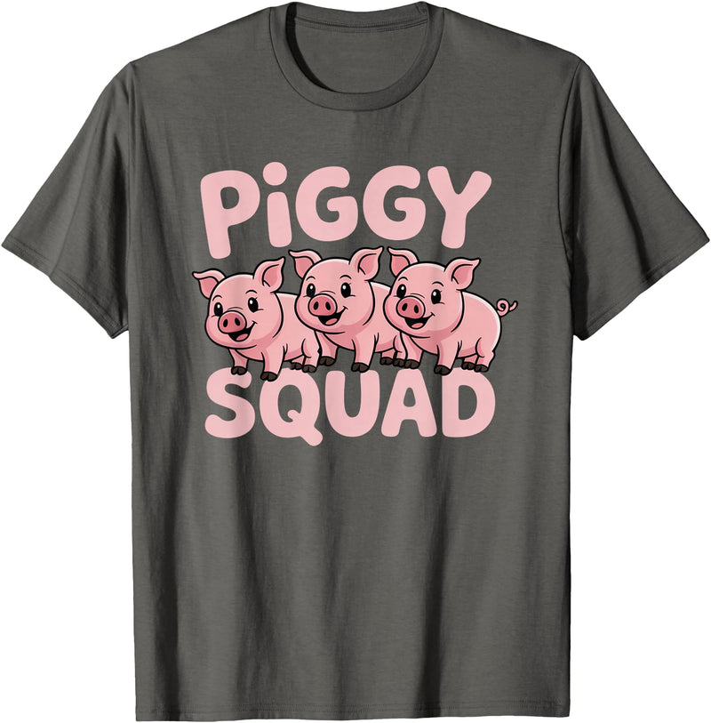 Piggy Squad - Matching Outfit Pig Lover Design T-Shirt - Asphalt Grey