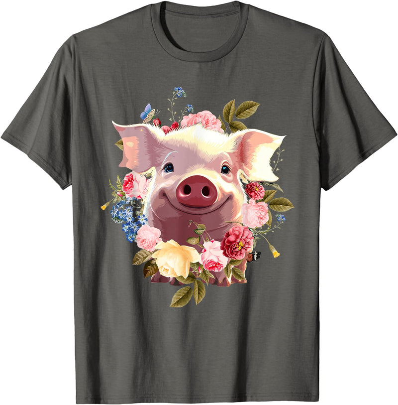Pig Gift Pig Lover Stuff & Pig Novelty Accessories Cute Pig Lover Art For Women Girls Unique Piggy Pig Related T-Shirt - Asphalt Grey