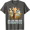 Giraffes Giraffe Lovers Shop Just a Boy who loves Giraffes. Giraffes Giraffe T-Shirt - Asphalt Grey