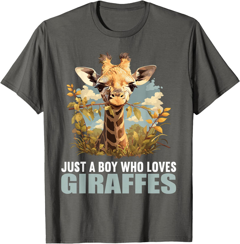 Giraffes Giraffe Lovers Shop Just a Boy who loves Giraffes. Giraffes Giraffe T-Shirt - Asphalt Grey