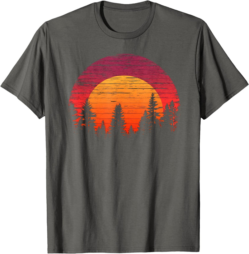 The Wilderness Reflection merch Retro Wilderness Bear Trees Reflection Outdoor Forest T-Shirt - Asphalt Grey