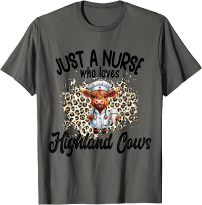 Unique Must Have Nurse Highland Cow Lover Line Just a Nurse T-Shirt