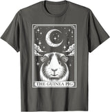 Retro Guinea Pig Lover The Moon Halloween Tarot Card Vintage Crescent Moon Guinea Pig Mom Pet Lovers T-Shirt - Asphalt Grey
