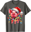 Christmas Pig Lover Christmas Light Pig Lover T-Shirt - Asphalt Grey
