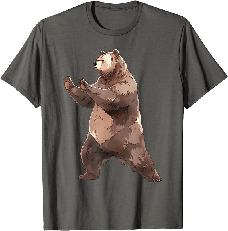 Funny Chigong Tai Chi Meditation Qi Qong Lover Zen Chi Kung - Qi Gong Bear - Qi Gong Animal - Funny Qi Gong T-Shirt - Asphalt Grey