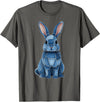 Funny Rabbit Bunny Easter Blue Denim Patchwork Style Animal T-Shirt in Asphalt Grey