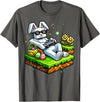 Bunny Happy Easter Day Egg Video Game Gift Men Boy Kid Gamer T-Shirt in Asphalt Grey