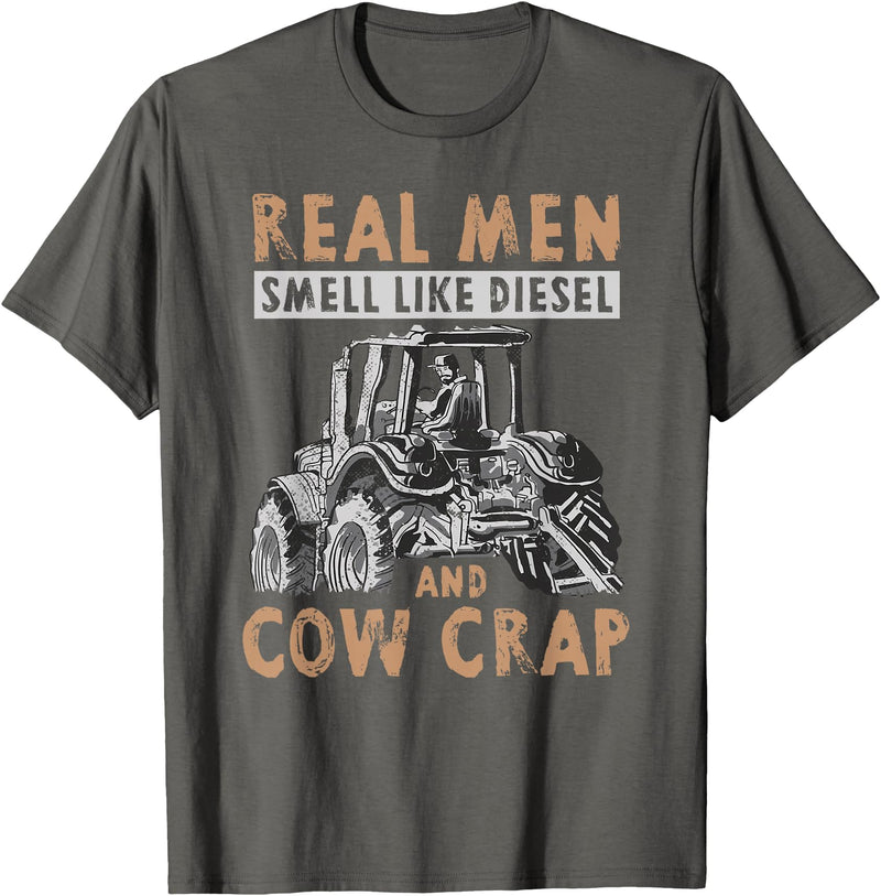 Farmer Apparel Real Men Smell Like Diesel And Cow Crap T-Shirt - Asphalt Grey