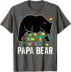 Autism Awareness Neurodiversity Support Apparel Papa Bear Autism Awareness Puzzle Neurodiversity Support T-Shirt - Asphalt Grey