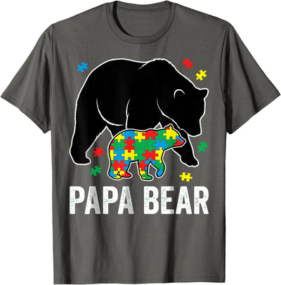 Papa Bear Autism Awareness Puzzle Neurodiversity Support T-Shirt