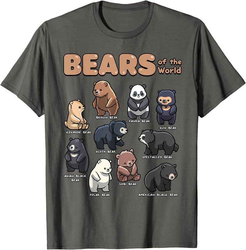 Wowsome! Bear Shirt Bears Animals of The World Bear Lover Zookeeper T-Shirt - Asphalt Grey