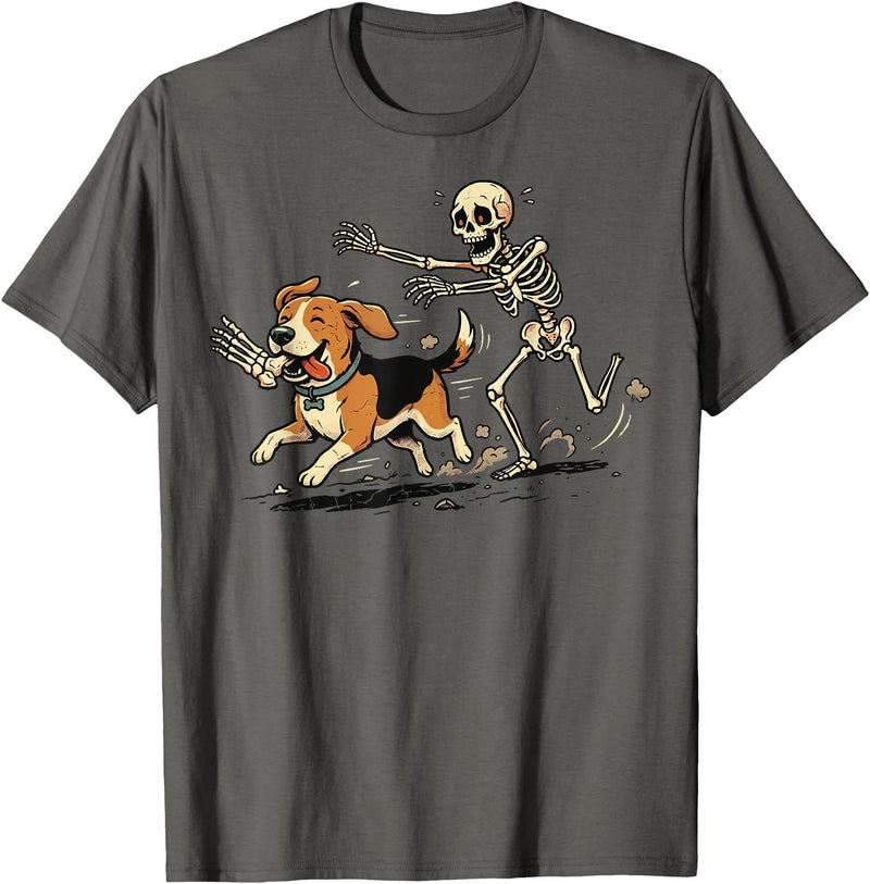 Halloween Costume Spooky Skeleton Beagle Beagle Skeleton Halloween T-Shirt - Asphalt Grey
