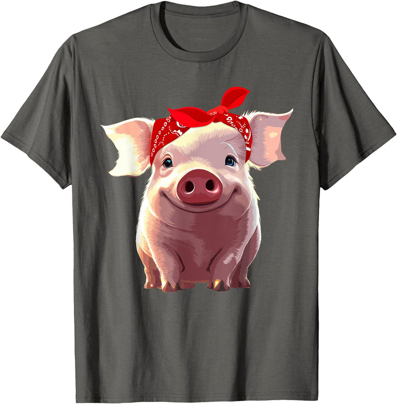 Pig Gift Pig Lover Stuff & Pig Novelty Accessories Funny Pig Design for Women Girls Kids Toddlers Piggy Lovers T-Shirt - Asphalt Grey