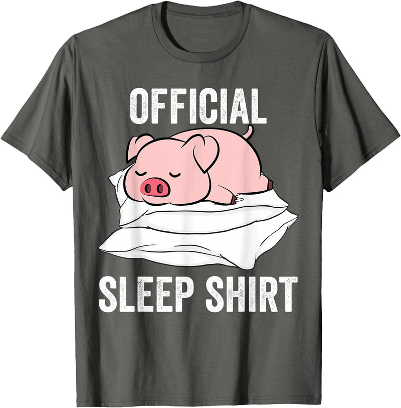 Cute Farmer Animal Designs Official Sleep Shirt Sleeping Cute Pig Piggy Farmer T-Shirt - Asphalt Grey