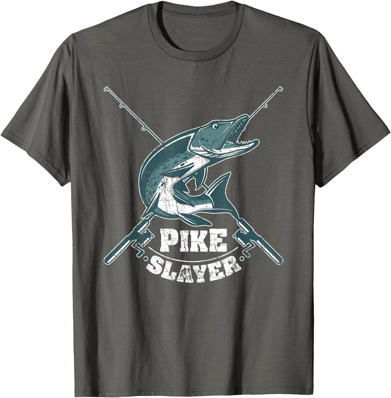 Fishing IM Co Pike Slayer Fishing Fisherman Northern Pike T-Shirt - Asphalt Grey