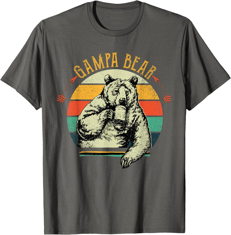 Gampa Bear Funny Father's Day shirt Mens Vintage Gampa Bear Shirt Funny Fathers Day T-Shirt - Asphalt Grey
