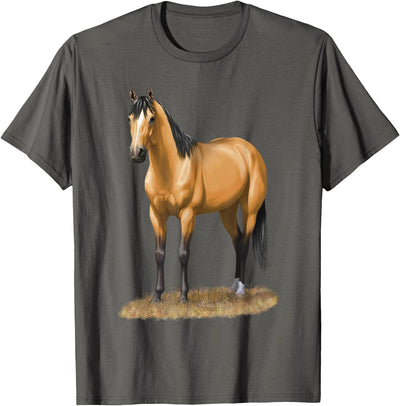 Horse Lover Shirts by CSForest Beautiful Buckskin Dun Quarter Horse Stallion Horse Lovers T-Shirt
