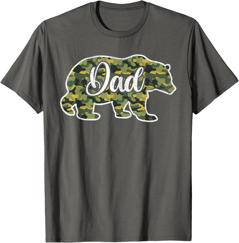 Bear Hunting Gifts For Hunters Men’s Bear Hunter Dad Camouflage Shirts, Father Hunting Camo T-Shirt - Asphalt Grey