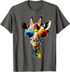 Giraffe Safari Sunglasses Gifts & Designs Giraffe with Sunglasses T-Shirt - Asphalt Grey
