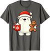 Cute Polar Bear Beanie Christmas Kawaii Japanese Polar Bear Santa Hat Christmas Holiday Xmas Coffee Cookies T-Shirt - Asphalt Grey