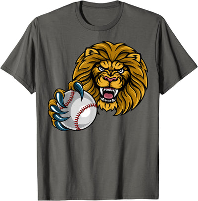 Lion Sports Lions Team Mascot Holding Baseball Softball Ball T-Shirt
