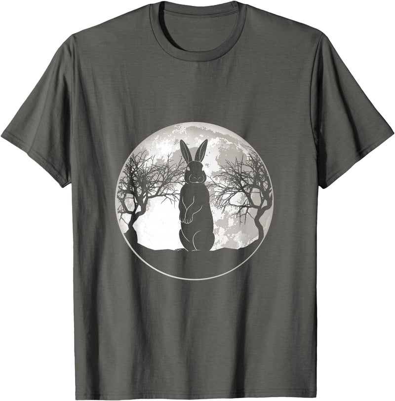 Scary Bunny Moon Night Rabbit T-Shirt in Asphalt Grey