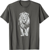 Laroli Aesthetic Art White Paint Art Lion Lions T-Shirt - Asphalt Grey