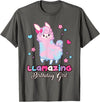 Llamazing Birthday Girl Llama Family BW Art Llama Birthday Girl Llamazing Birthday Alpaca Llama Girl T-Shirt - Asphalt Grey